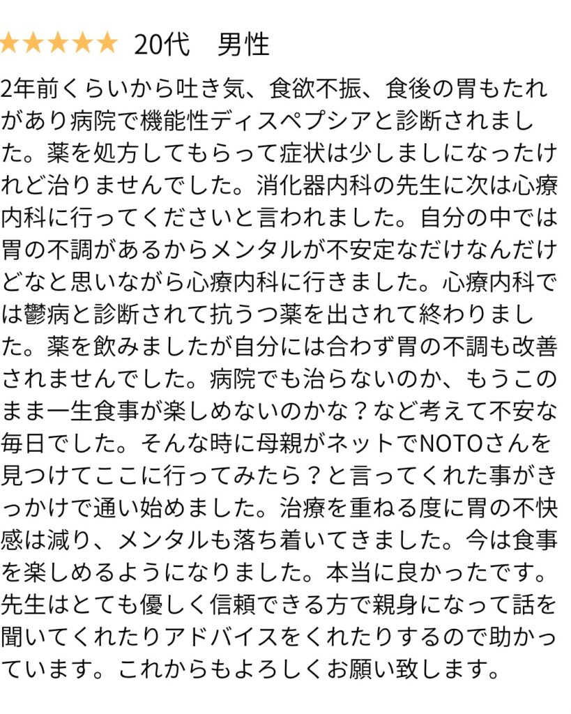 機能性ディスペプシアの患者の口コミ